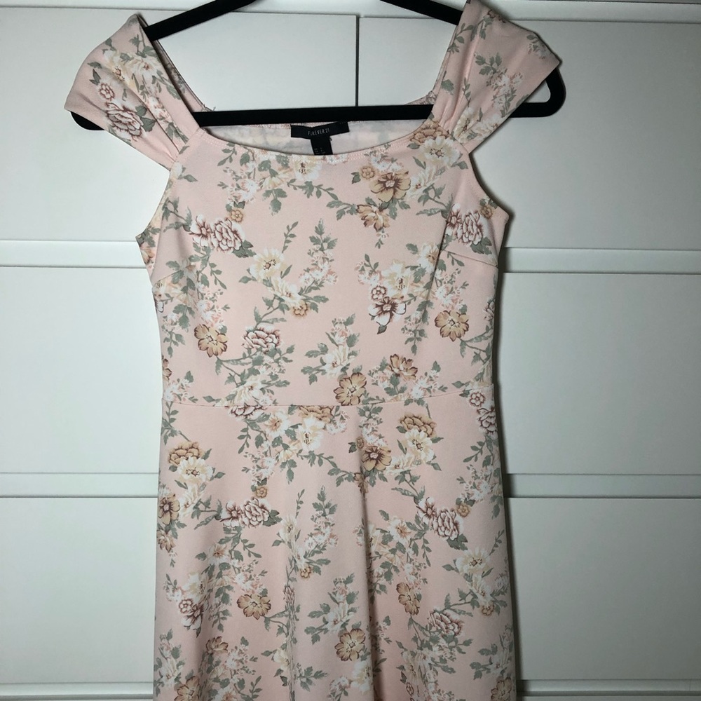 Baby Pink Floral Forever 21 Skater Dress